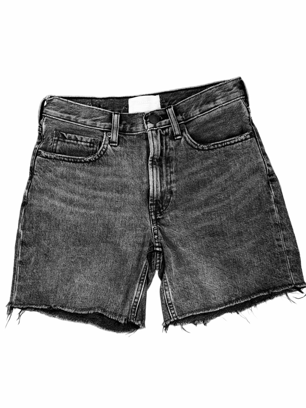 Everlane The Denim Short Organic Cotton Grey Black Frayed Cutoff Sz 24 Highrise
